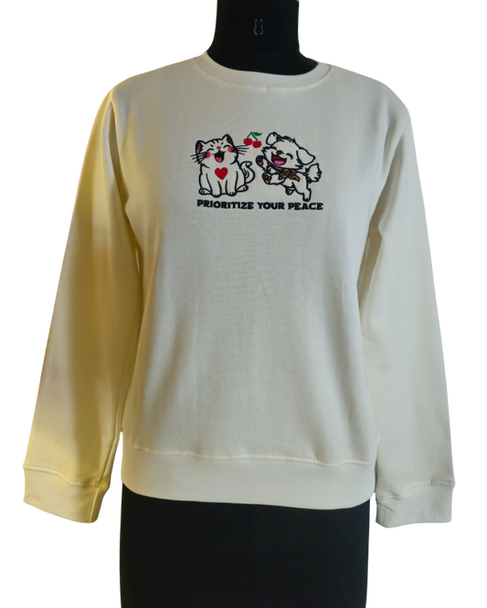 PRIORITIZE YOUR PEACE | Embroidery | Sweatshirt